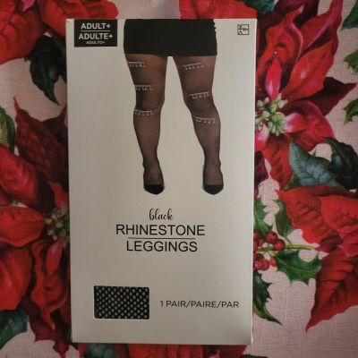 NEW Adult Plus size Wommens black rhinestone fishnet leggings sexy costume HOT