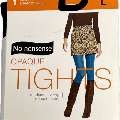 No Nonsense  Woman's Opaque Tights Size LARGE NEW WITH TAGS BLACK Silky