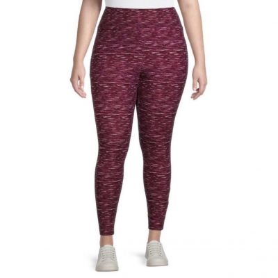 Women’s Terra & Sky Maroon Stripe Leggings Size 0X (14W) NEW