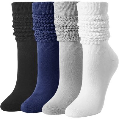 3 Pairs Women's Slouch Socks Cotton Knit Knee High Scrunch Sock Size 4.5-8.5