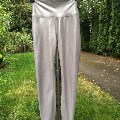 ALL FENIX LIQUID SILVER SHINY 7/8 LEGGINGS WOMENS SIZE XS