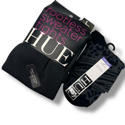 Hue Brushed Sweater Tights Size L Cobblestone 1 Pair New With Animal Print Sock