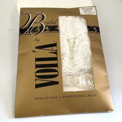 Vintage Bridal By Voil’a  New/Old Stock Stockings White W Lace Medium 110-130 Lb