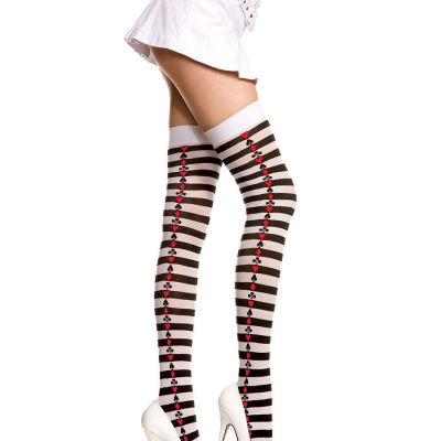 Brand New Opaque Stripes Thigh High Stockings Music Legs 4675