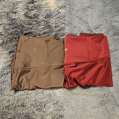 Athleta Elation Shine Leggings 2 Pair LOT XL, Spandex, Lycra, Shiny