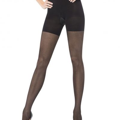 SPANX Black Patterned Pucker-Up Tight-End Bodyshaping Tights - MSRP $32