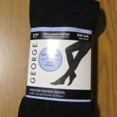 NEW!!! Womens Fleeced Footed Tights Black Size S/M 100-145 Pounds 4'10
