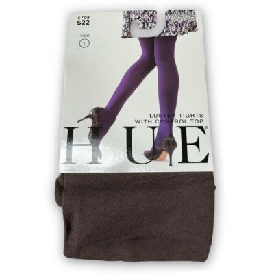 HUE Mink Brown Luster Tights w/Control Top Womens Size 1 U2167 ~ 1 Pair New