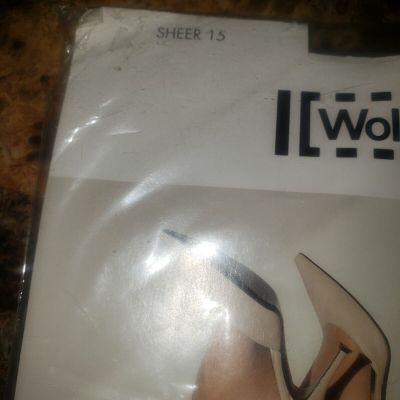 Wolford Sheer 15 Tights  Luxury Pantyhose, Large, Steel in Color, new
