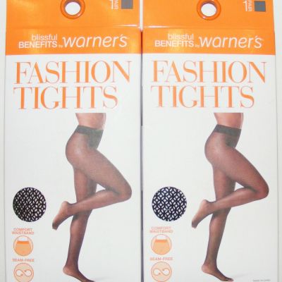 2 Pack Warner's Seamless Tights Pantyhose Comfort Waistband Black S / M