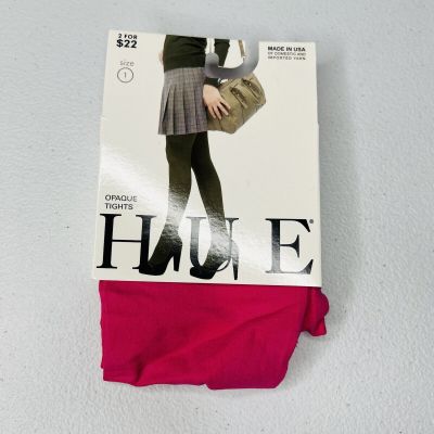 HUE Gypsy Rose Pink Opaque Tights Womens Size 1- 1 Pair New
