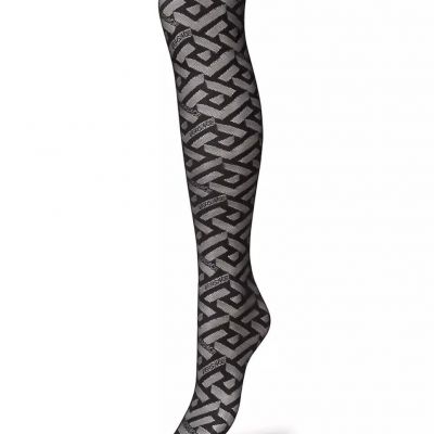 $375 Versace Women's black Monogram Tights Size small