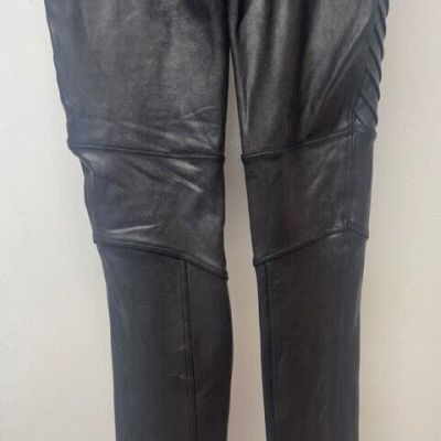 SPANX Black Faux Leather Moto Leggings Pants Style 20136R Sz XS
