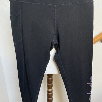 Calvin Klein-Black-Jersey Leggings-Logo-Cotton/Spandex-Pull On Style-M-NWT