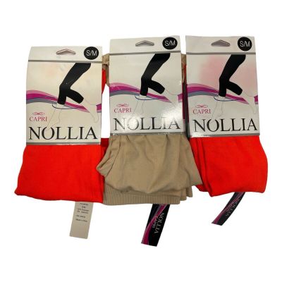Nollia Women’s S/M Bright Orange Khaki Color Lightweight Cozy Capri Leggings