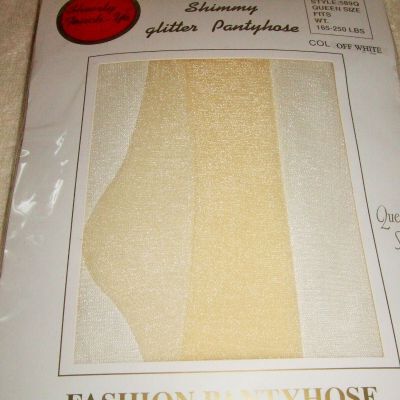 Sheerly Touch-Ya Shimmy Glitter Pantyhose Queen Size 165-250 lbs. Off White ~ j