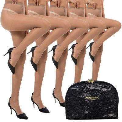 UNIFULL 5 Pack Women'S Sheer Tights 20 Denier Control Top Pantyhose