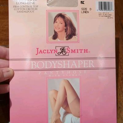 Jaclyn Smith Bodyshaper Long-Line Firm Control Top Pantyhose Size D Linen NEW