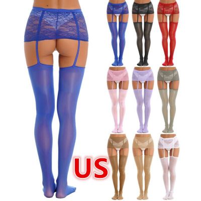 US Women Sexy Underwear High Waist Lace Stockings Lingerie Mesh Silky,Pantyhose