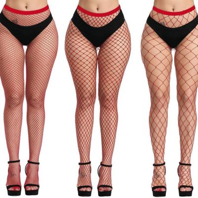 Women's High Waisted Fishnet Tights Wide Suspender Pantyhose Thigh High Fishnet