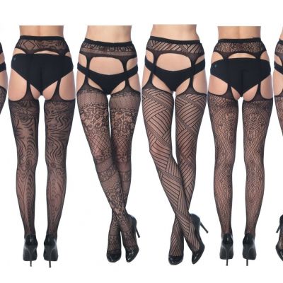 Women Fishnet Stocking Pantyhose Suspenders Tights Plus Sizes Too 2008 (6-Pairs)