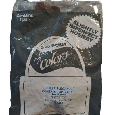 Vintage Sheer Elegance Pantyhose L'eggs Color's Burgundy Women's Size B
