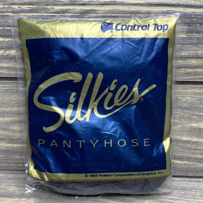 Vintage 1993 Silkies Pantyhose Control Top Queen Size Off Black Color