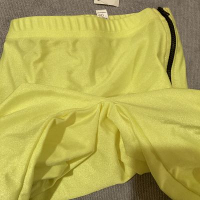 American Apparel Neon Yellow Nylon Lycra Leggings Pants - Size S - Zip Sides New