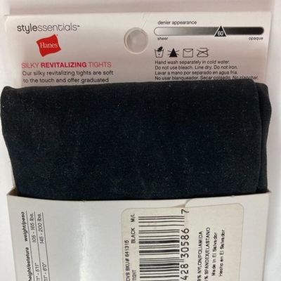 Hanes Tights Size M/L Silky Revitalizing Opaque Black 1 Pair Compression