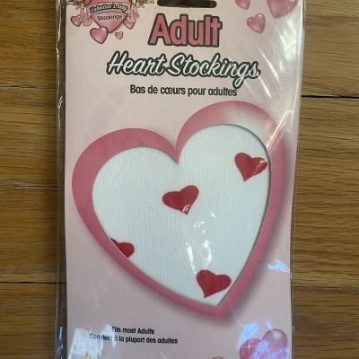 Rubie’s~ Valentine’s Day ADULT  Heart STOCKINGS- White/Red One Size Fits All New