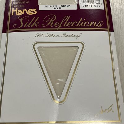 Hanes Silk Reflections Pearl Control Top Pantyhose Sandalfoot Sz EF #718
