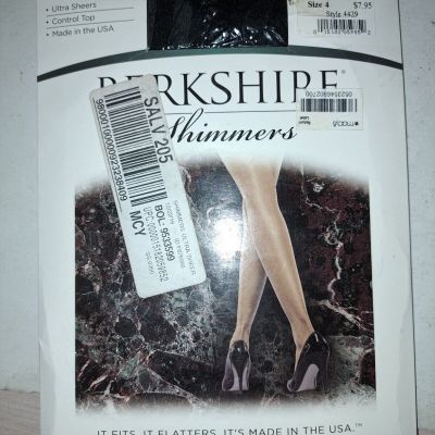 * Berkshire Shimmers * - Ultra Sheer Control Top Pantyhose ~ BLACK ~ Size 4