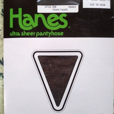 Vintage HANES Reinforced Toe Ultra Sheer Control Top Pantyhose Town Taupe -Sz E