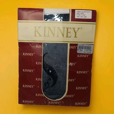 All Sheer by Kinney Black Pantyhose With Embroidered/ Jewel Design