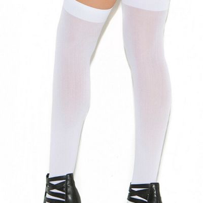 Opaque Nylons Thigh Highs Hosiery Stockings Black White Costume Dress Up 1719