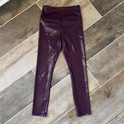 Zyia Active Womens Purple Metallic High Rise Work Out Leggings Size 2