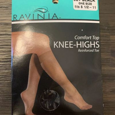 Ravinia New In Package Knee-Highs One Size Fits 8 1/2 - 11 Jet Black