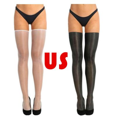 Women's Silk Ultra Shimmery Opaque Glossy Thigh High Stockings Tights Pantyhose