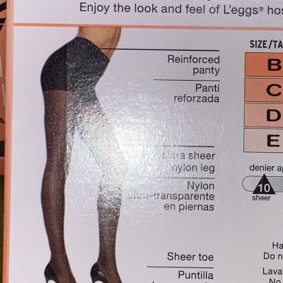 Lot of 3 Leggs Ultra Sheer Size D Off Black Reinforced Panty Sheer Toe NEW