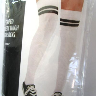 Amscan Women's Thigh High Socks Thin Over the Knee White/Black Stripes One Size