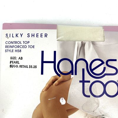 Hanes Too Control Top Silky Sheer Pantyhose Sz AB Style Pearl H58 New