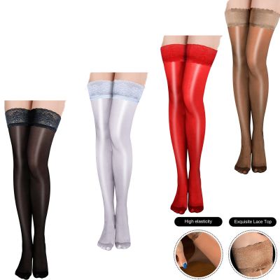 Women's Sexy Lace Stockings Tight Compression Stockings Thigh High Shiny US Size