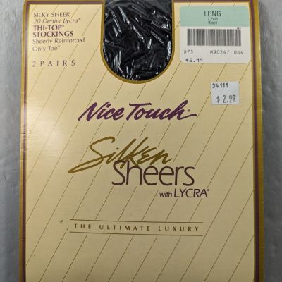 SEARS Nice Touch Silky Sheers with Lycra Sheerly Reinforced Toe Black Long