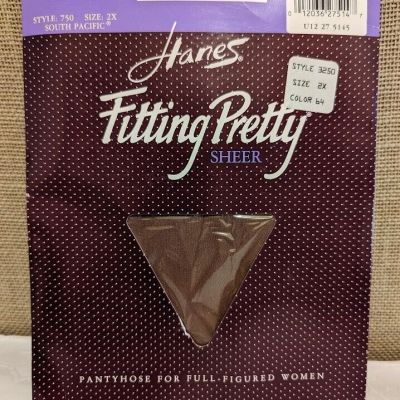 Hanes Fitting Pretty Queen Size Panty Hose Sheer  2X South Pacific Color NIP