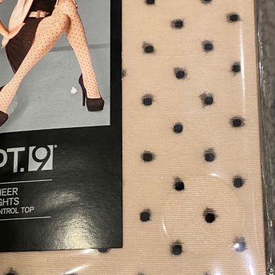 NEW 2 pairs APT.9 Control Top Sheer Tights, Size S, M, Black dot