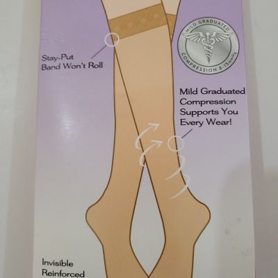 Spanx S-6 Graduated Compression Hi-Knee 8-15mmHg Brown WIDE Stockings 20224R NEW