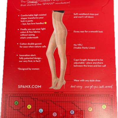Spanx Women's Original High-Waisted Footless Pantyhose  Nude Size A NEW