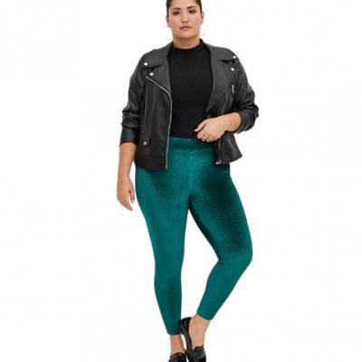 Torrid Velvet Velour Leggings Pants Emerald Green Women's Plus Size 3X 22-24 NWT