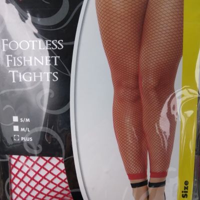 New PLUS SIZE Spirit Halloween RED Footless Fishnet Tights Cosplay Goth Hip-Hop