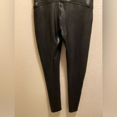 SPANX Black Faux Leather Leggings Size XL